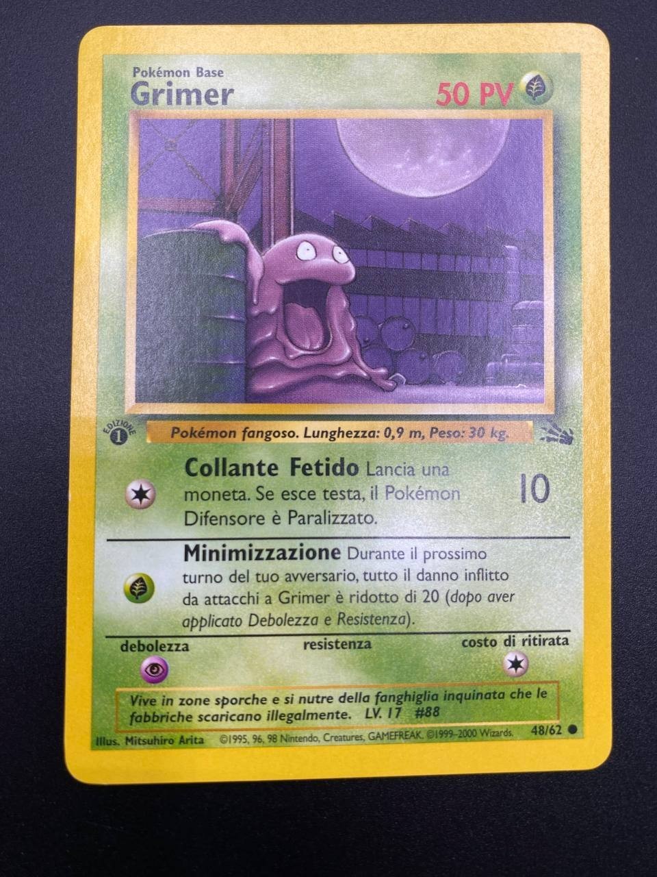 Carta pokemon Grimer 48/62 1a Edizione set Fossil FO Italiano Excellent Vintage