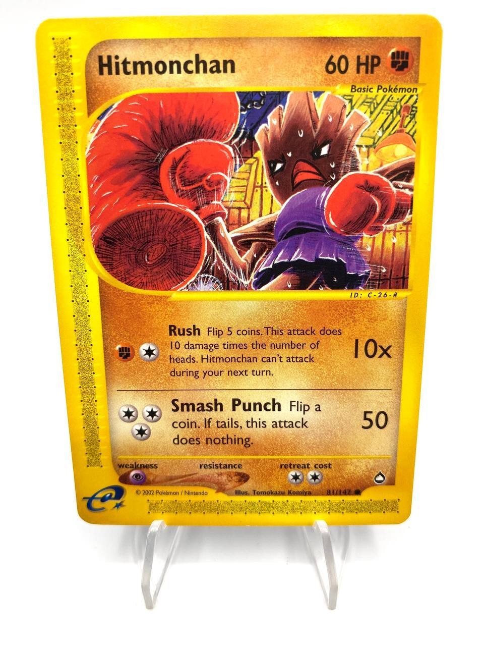 carta Pokémon Hitmonchan 81/147 set Aquapolis Excellent Inglese no holo Vintage