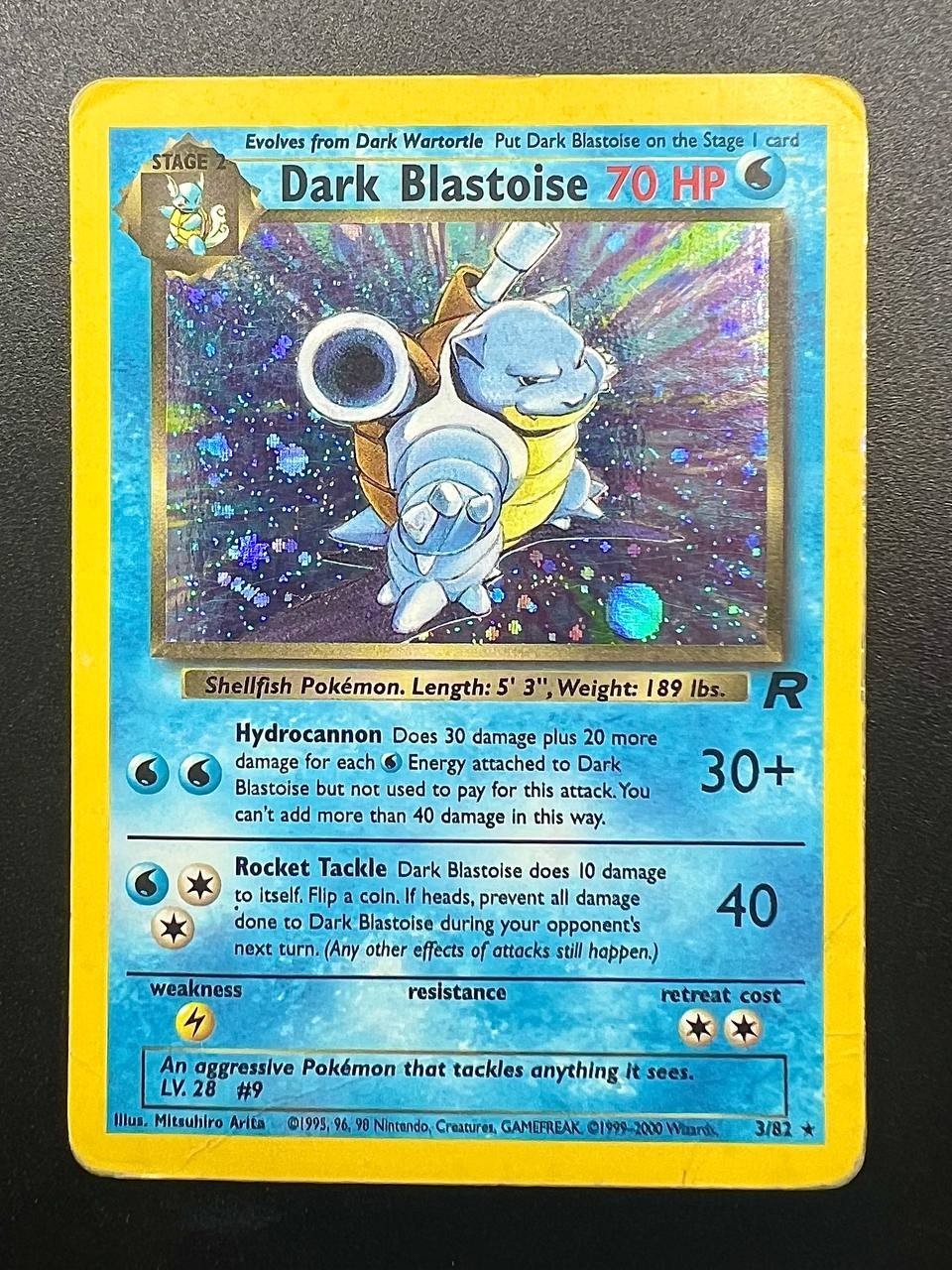 Carta pokemon Dark Blastoise 3/82 TM Team Rocket Holo Poor vintage Inglese