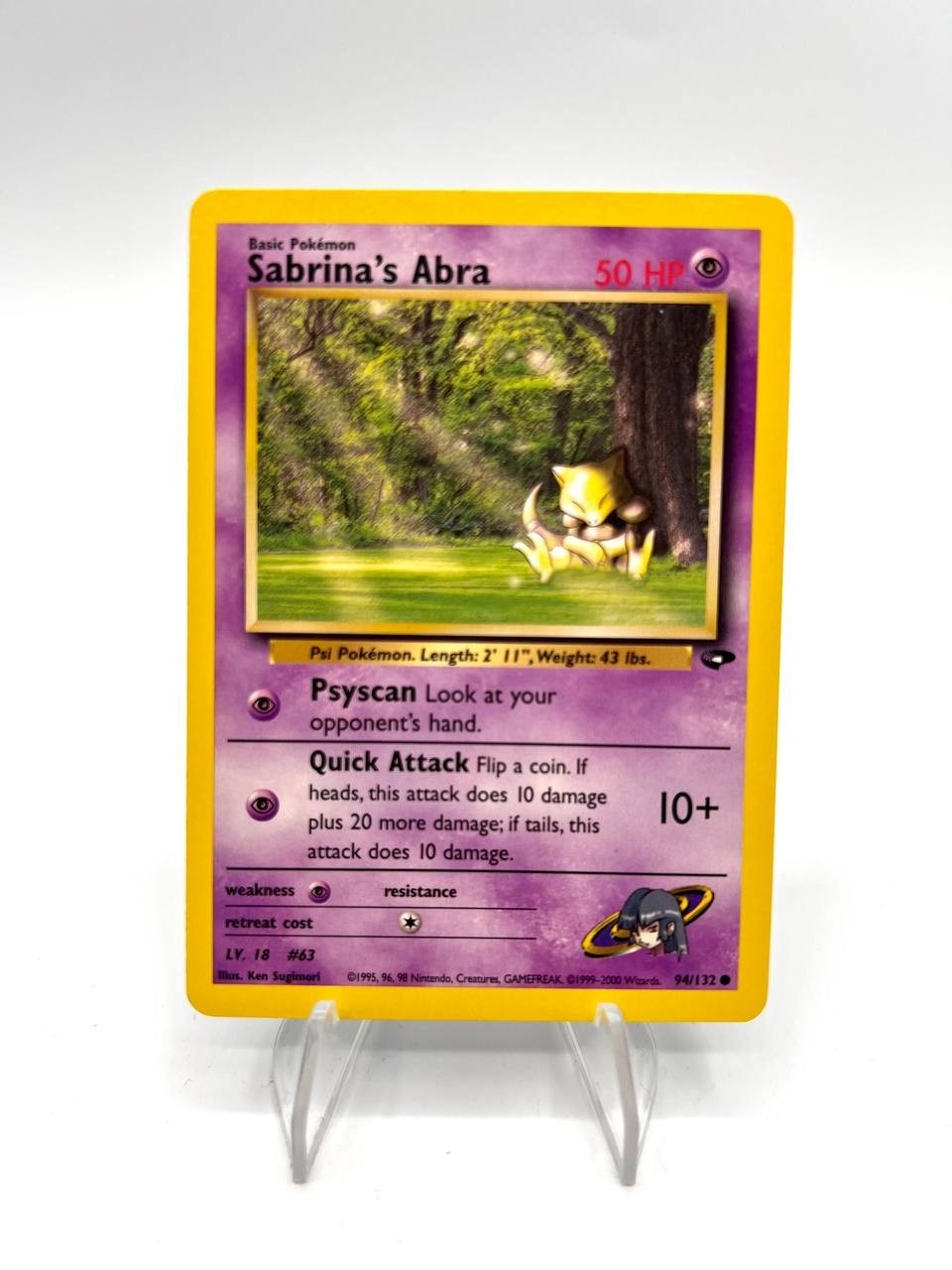 Carta pokemon Sabrina's Abra 94/132 set Gym Challenge excellent Vintage Inglese