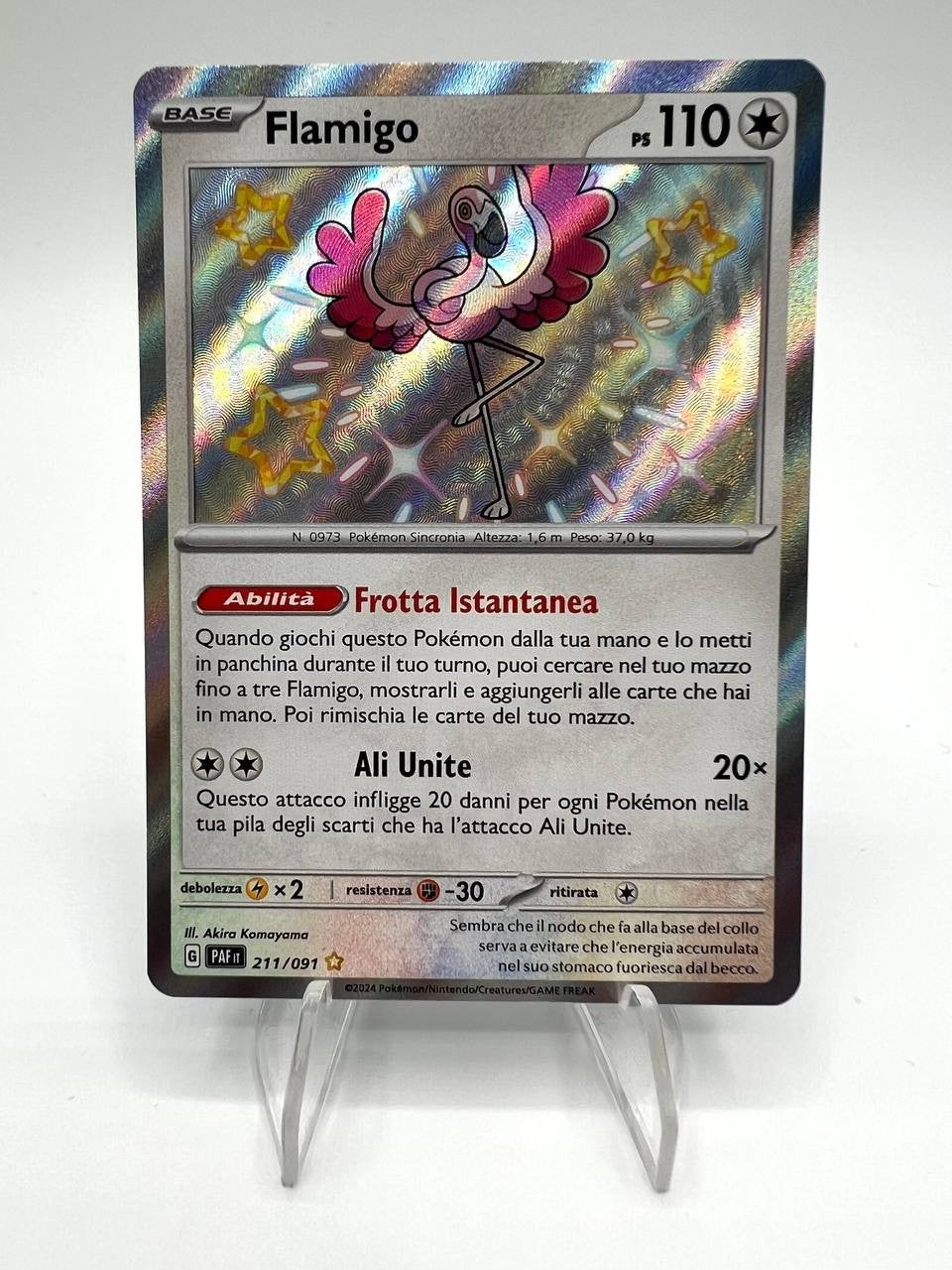 Carta pokemon Flamigo 211/091 PAF Destino di paldea Holo Near mint Italiano