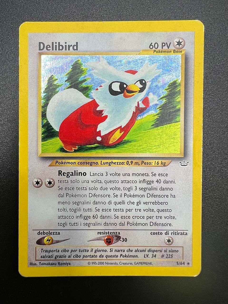 carta pokemon Delibird NR 5/64 Neo Revelation italiano played holo vintage