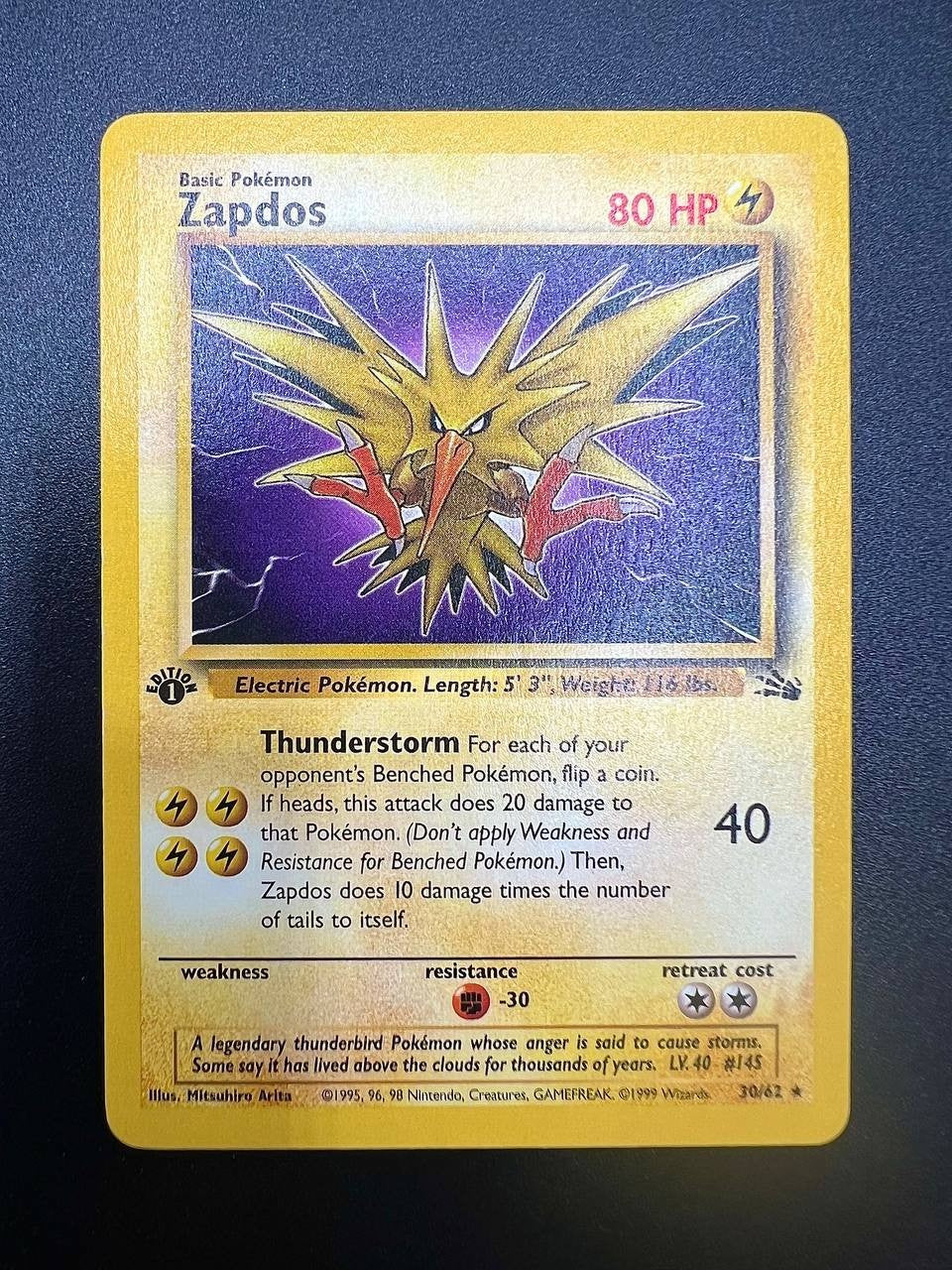 carta pokemon Zapdos fo 30 fossil inglese excellent prima edizione non holo