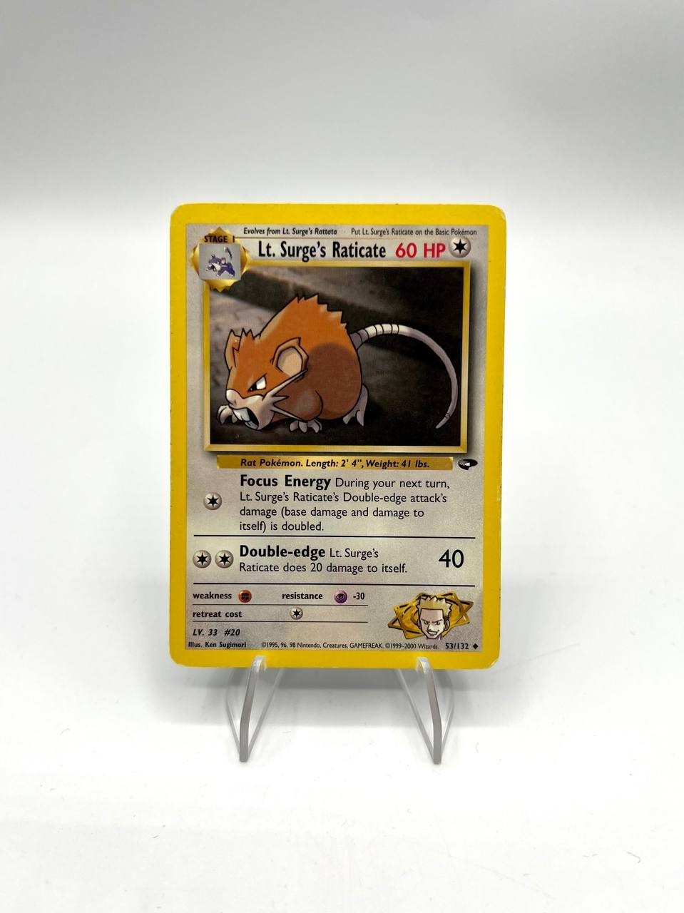 Pokemon Lt. Surge's Raticate 53/132 set Gym Challenge played Inglese Vintage