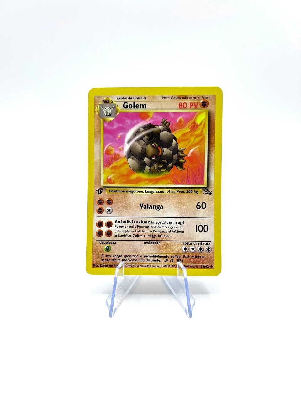 Carta pokemon Golem 36/62 set Fossil FO Vintage 1a Edizione Italiano Poor