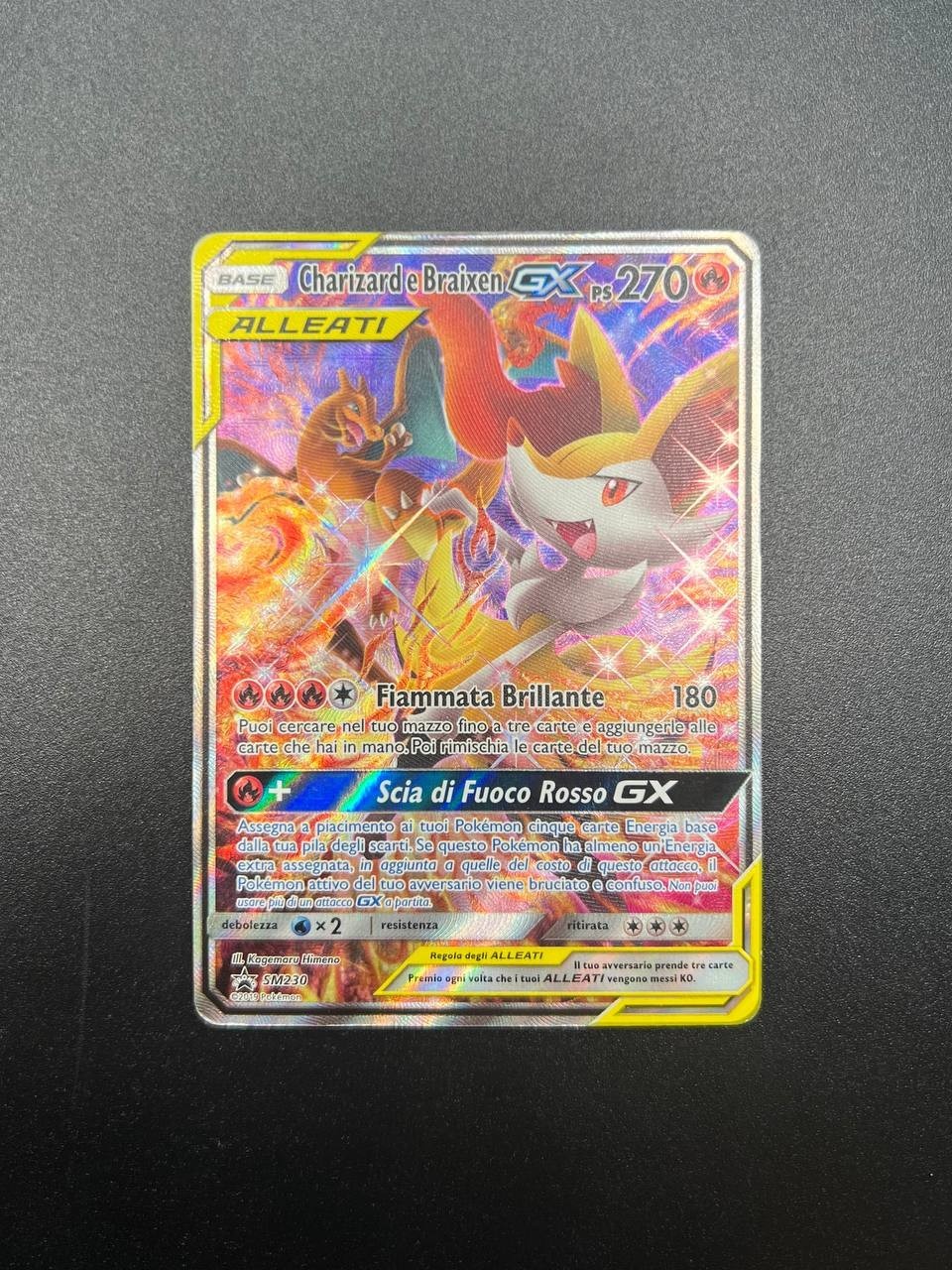 Charizard & Braixen GX SM230 Black Star Promo Tag Team  Pokemon italiano good