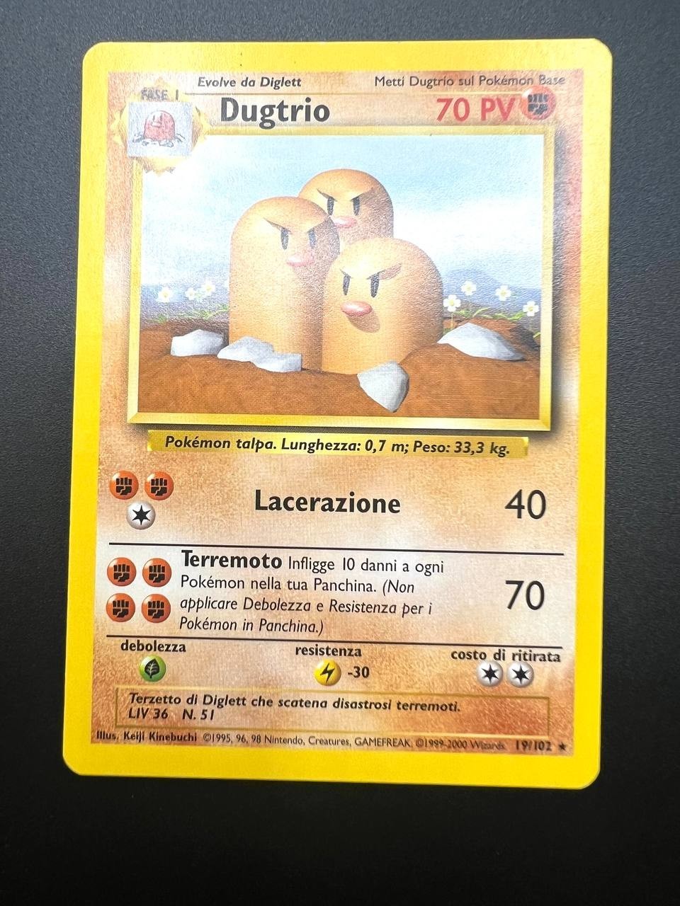 Carta Pokémon DUGTRIO Set Base 19/102 Italiano Excellent Vintage no Holo