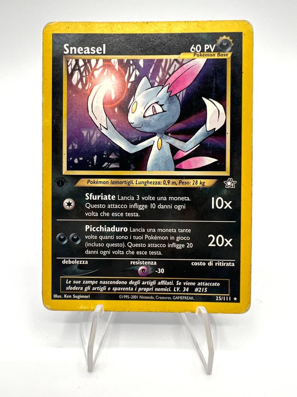 carta Pokemon Sneasel 25/111 set Neo Genesis Vintage Poor Italiano No holo
