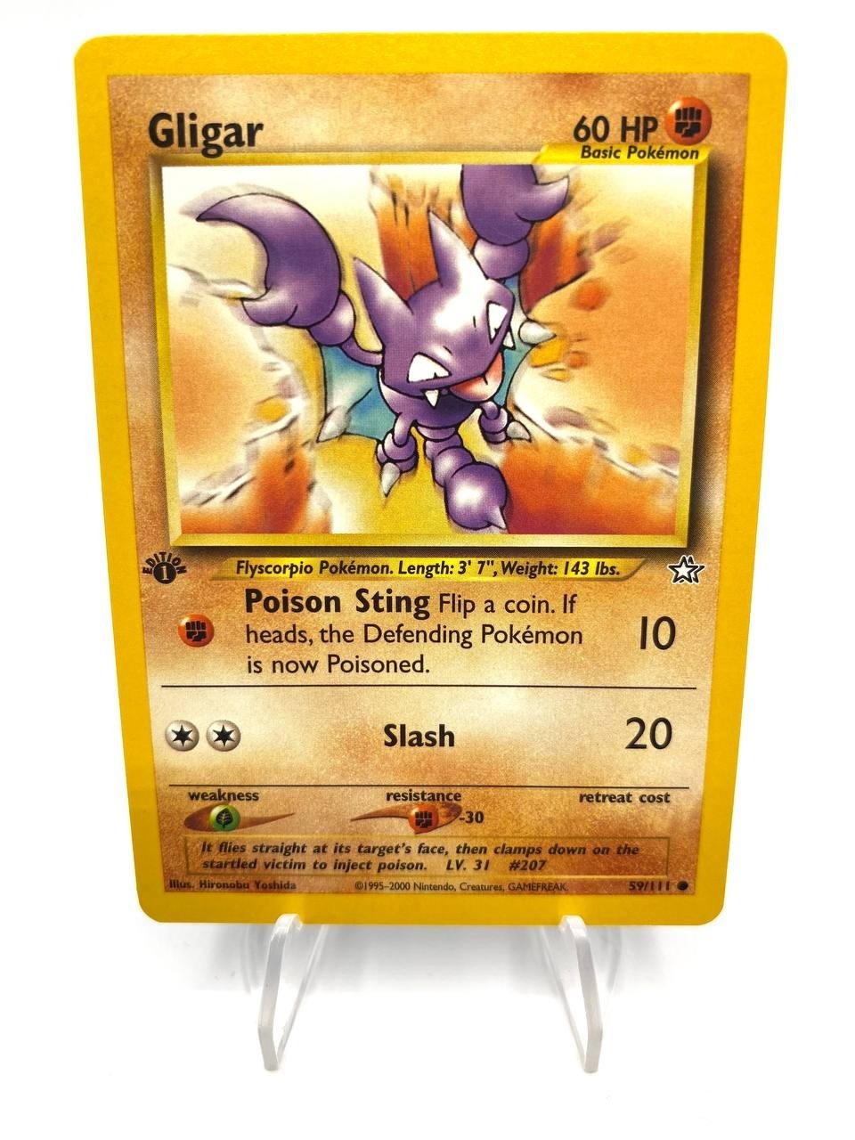 Carta pokemon Gligar 59/111 set Neo Genesis Inglese NM 1a edizione Vintage