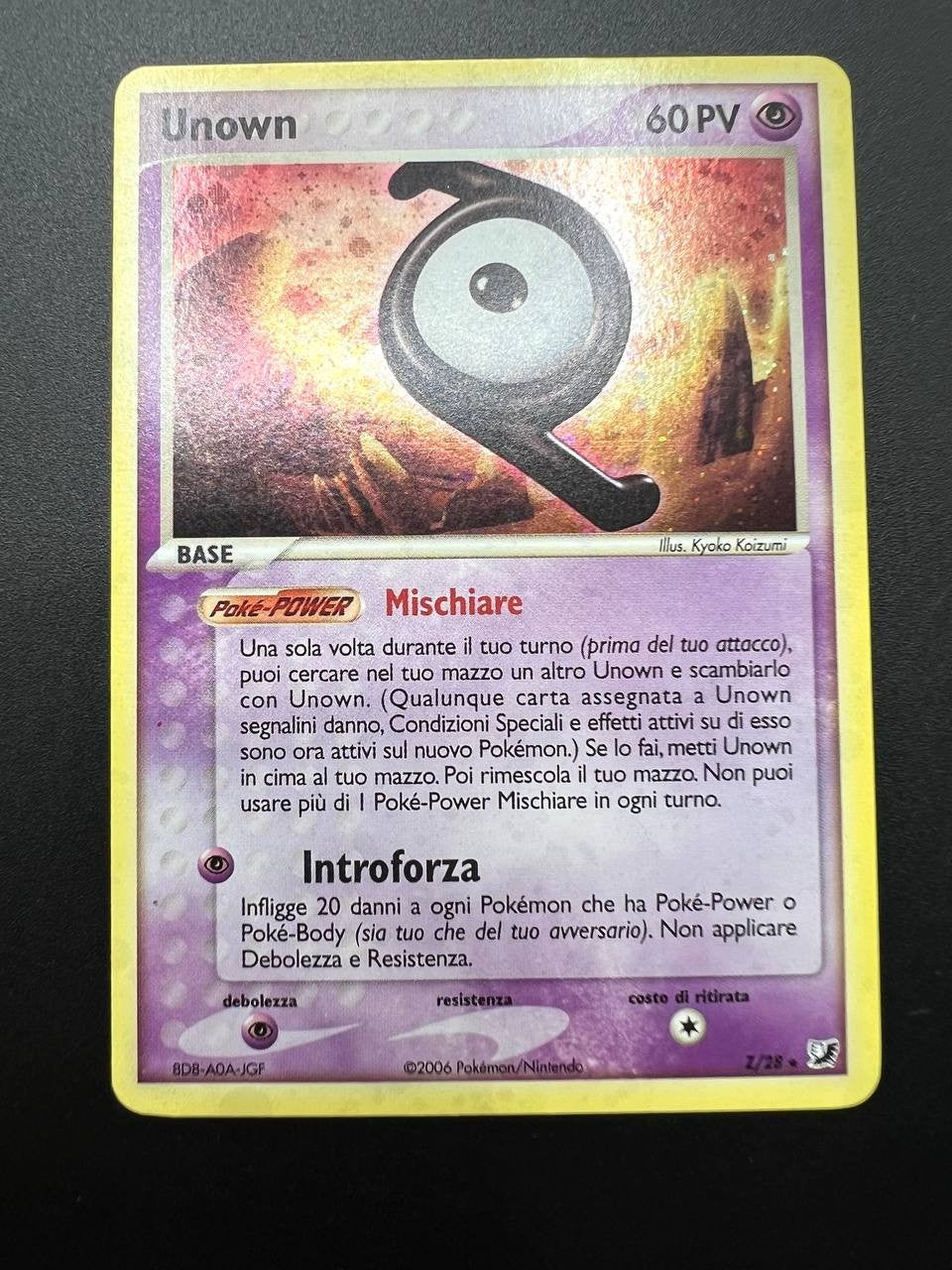 Carta Pokemon EX Forze segrete HOLO Unown Z/28 Near mint Italiano Vintage 2006
