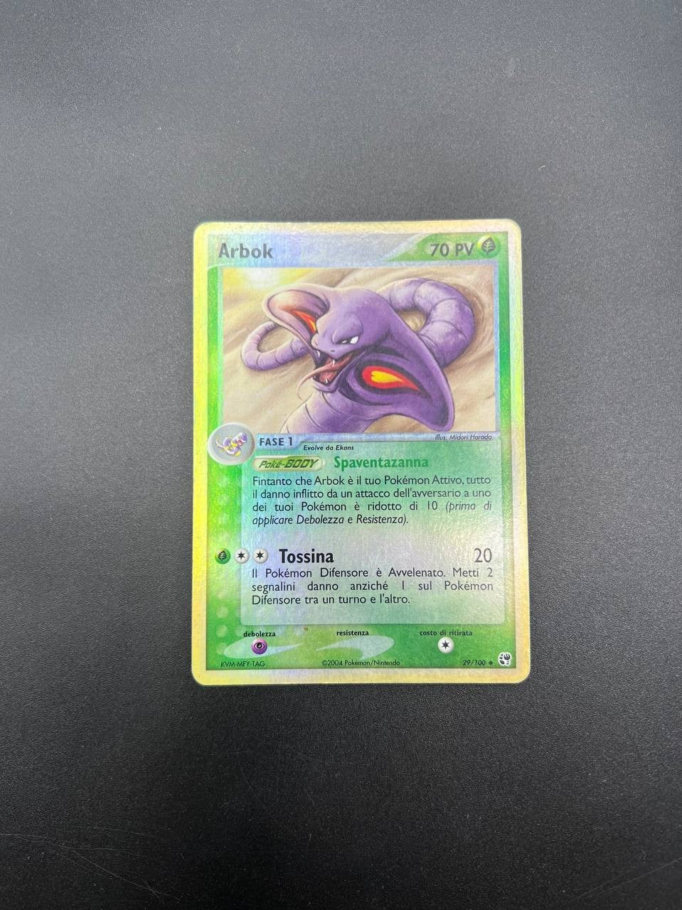 Carta Pokemon Arbok 29/100 set Tempesta di sabbia Reverse Holo Played Italiano