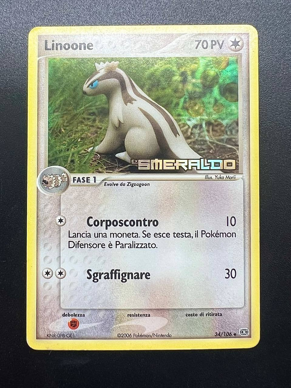 Carta Pokemon Linoone 34/106 EM set EX Smeraldo stamped Holo Italiano Good