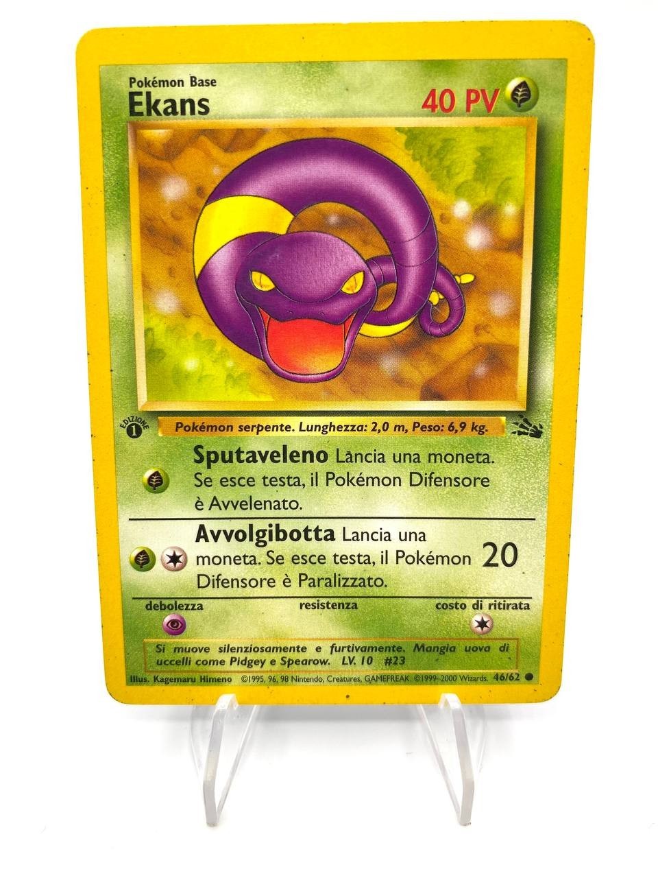 Carta pokemon Ekans 46/62 set Fossil FO Vintage Excellent No holo 1 Edizione