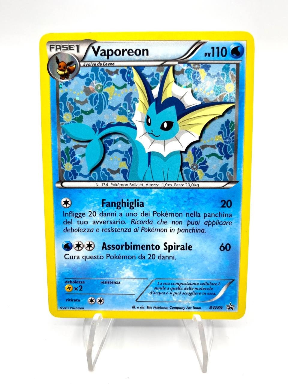 Carta Pokemon Vaporeon BW89 Promo Black Star Holo Italiano 2013 Near Mint