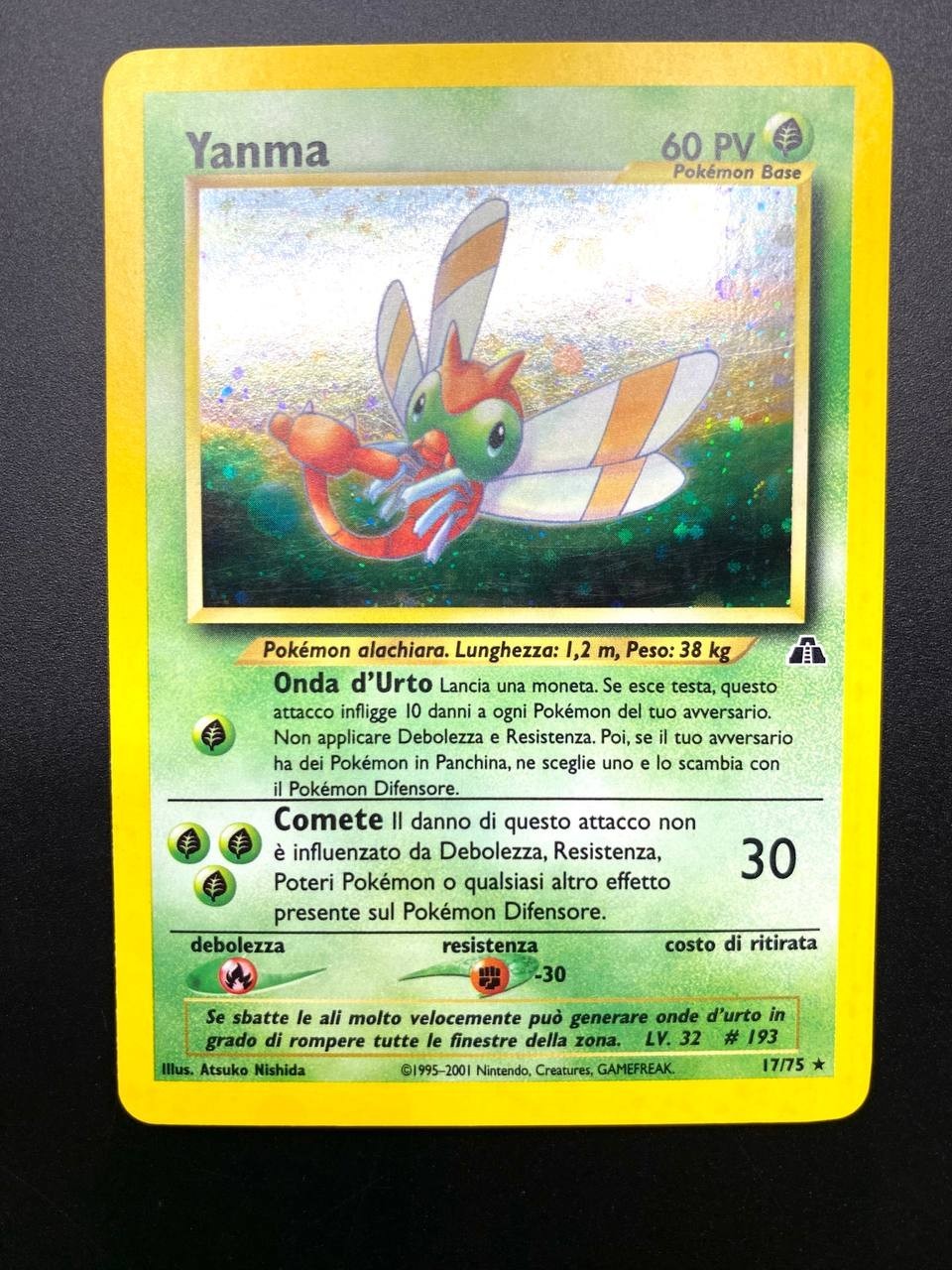Carta pokemon Yanma 17/75 set Neo Discovery Holo Italiano Near mint Vintage