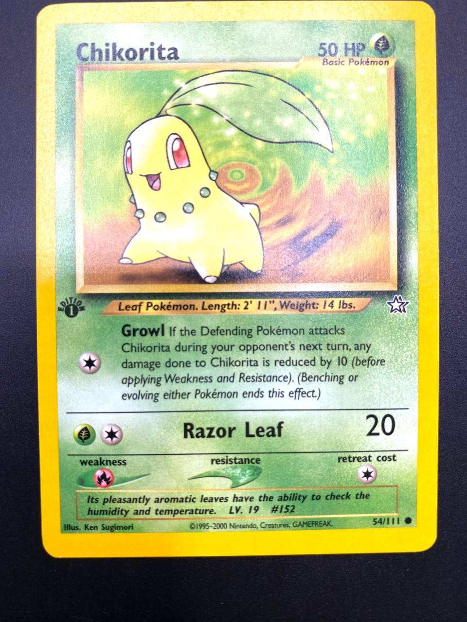 Carta pokemon Chikorita 54/111 Neo Genesis 1 Edizione Vintage Near Mint Inglese