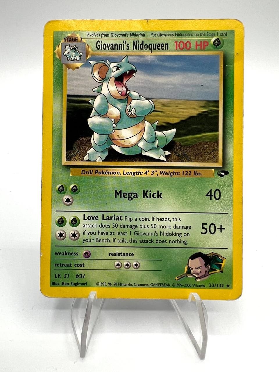 Carta pokemon Giovanni's Nidoqueen 23/132 no holo set Gym Challenge ENG Played
