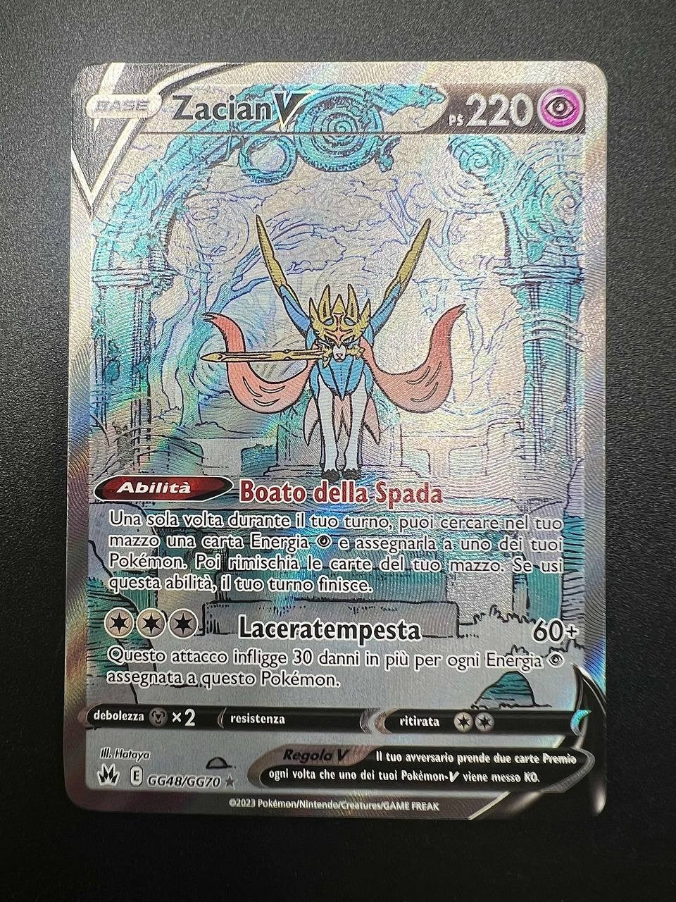 Carta Pokemon GG48-GG70 Zacian V CRZ set Zenit Regale Italiano Near Mint Holo