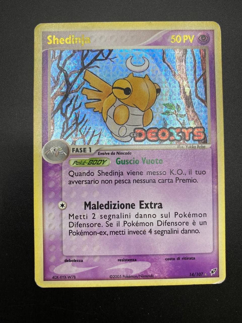 Carta Pokémon Shedinja 14/107 set EX Deoxys Holo Stamped Played Italiano