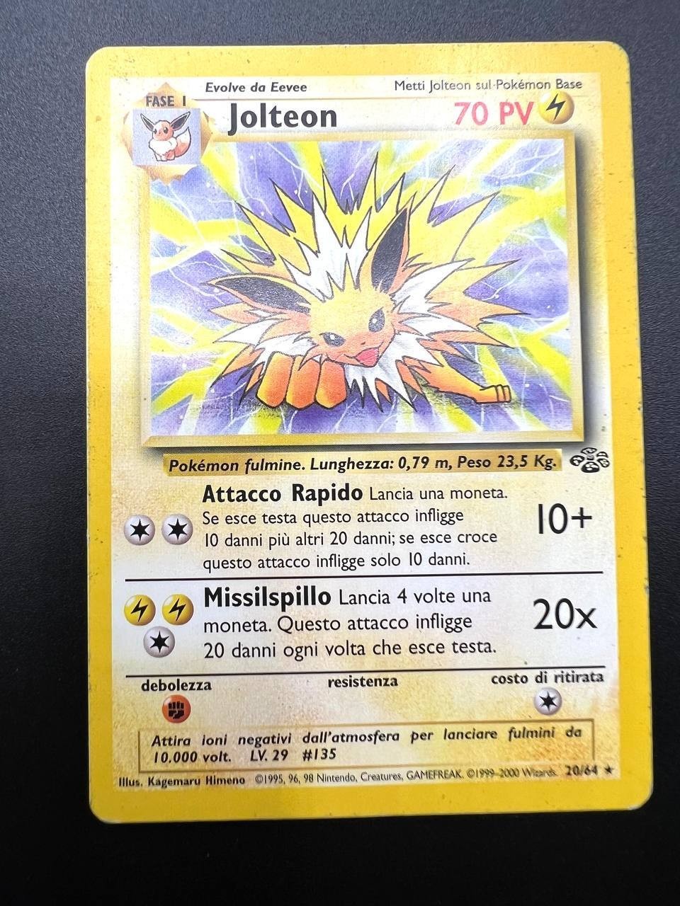 Carta Pokemon Jolteon set Jungle 20/64 Italiano Vintage no Holo Good