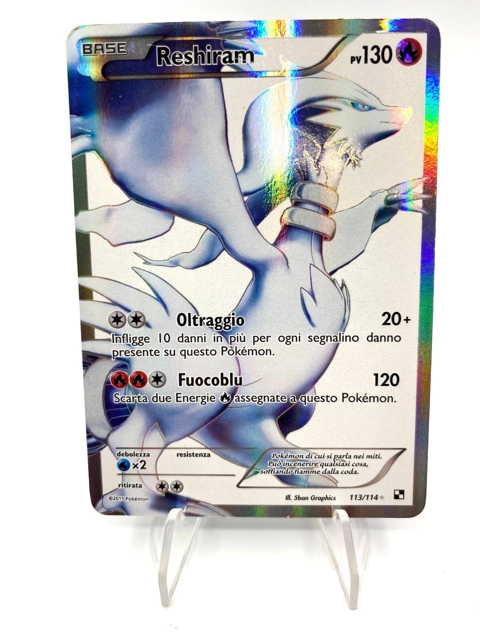 carta Pokemon Reshiram 113/114 Full Art set Bianco e Nero Italiano Good 2011
