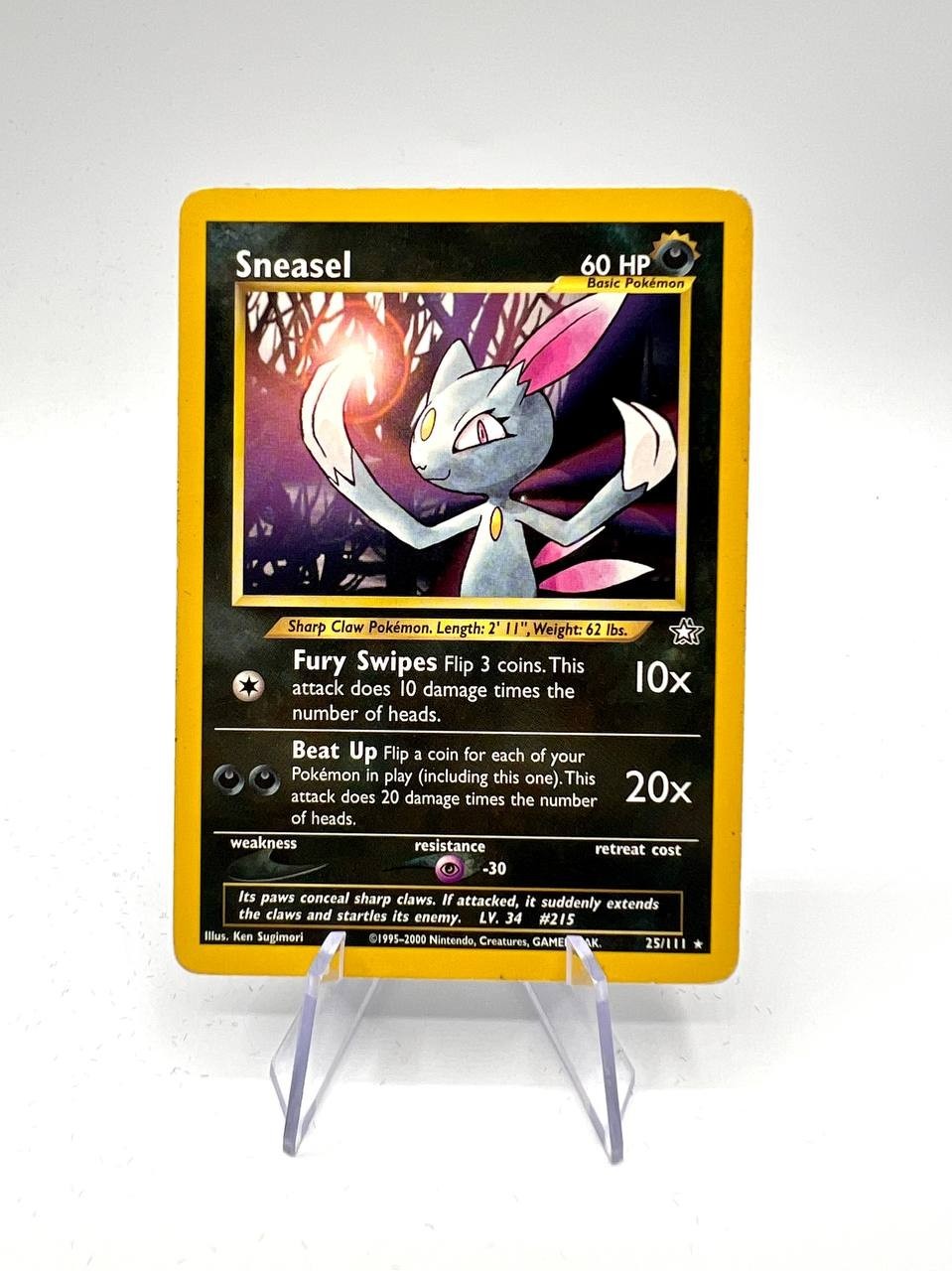 Sneasel 25/111 set Pokemon Neo Genesis Unlimited Rare Card poor inglese