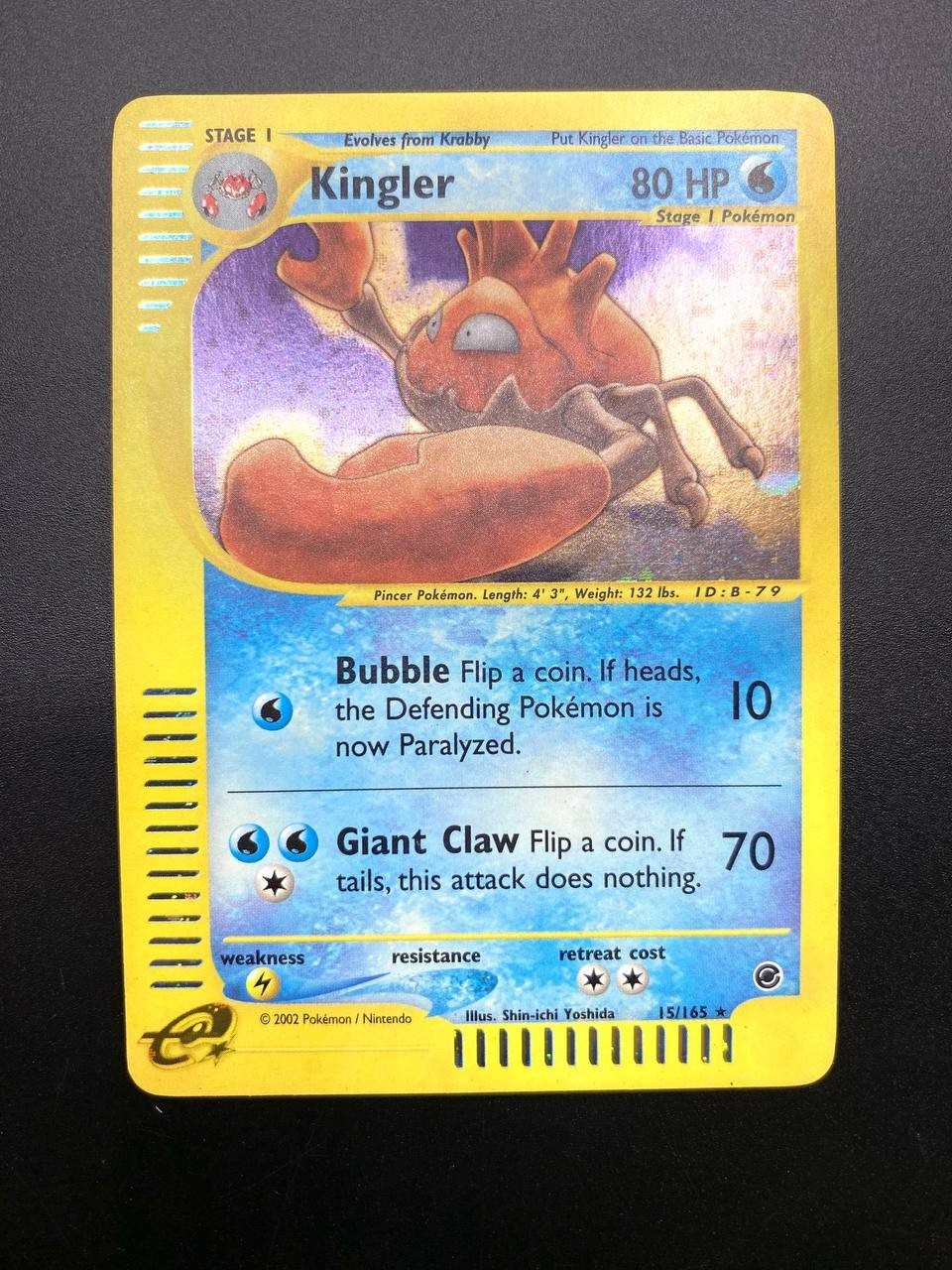 Carta Pokemon Kingler Holo 15/165 set Expedition ENG inglese Excellent Vintage
