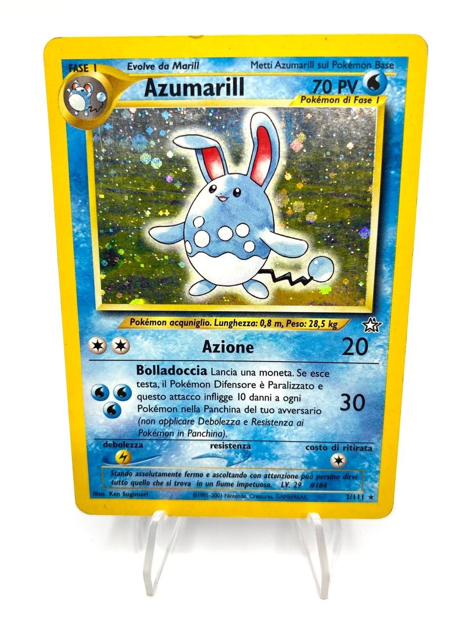 Carta Pokémon Azumarill set Neo Genesis 2/111 Unlimited Vintage Holo Italiano