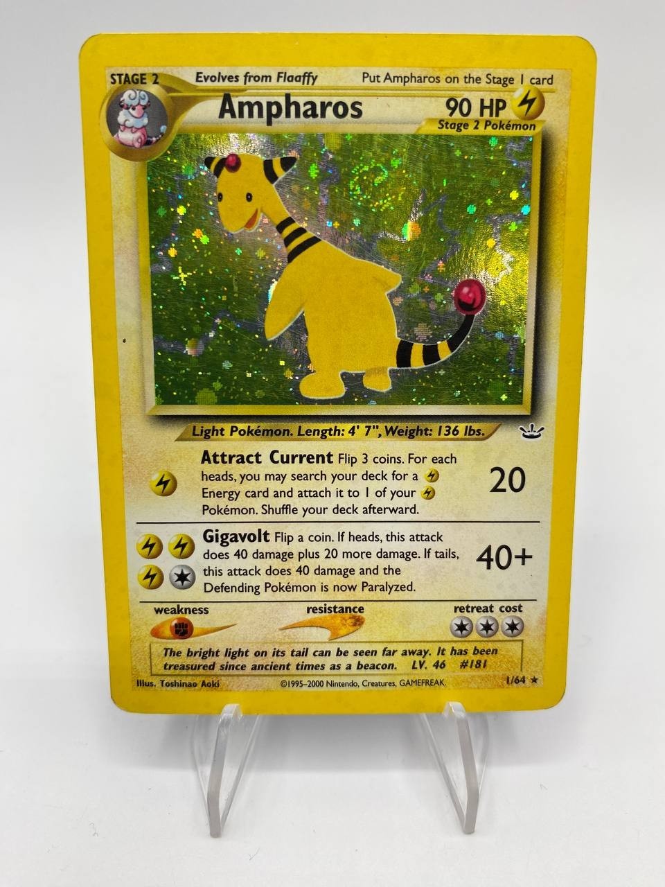 Carta Pokemon Ampharos 1/64 Holo set Neo Revelation Inglese ENG Good Vintage