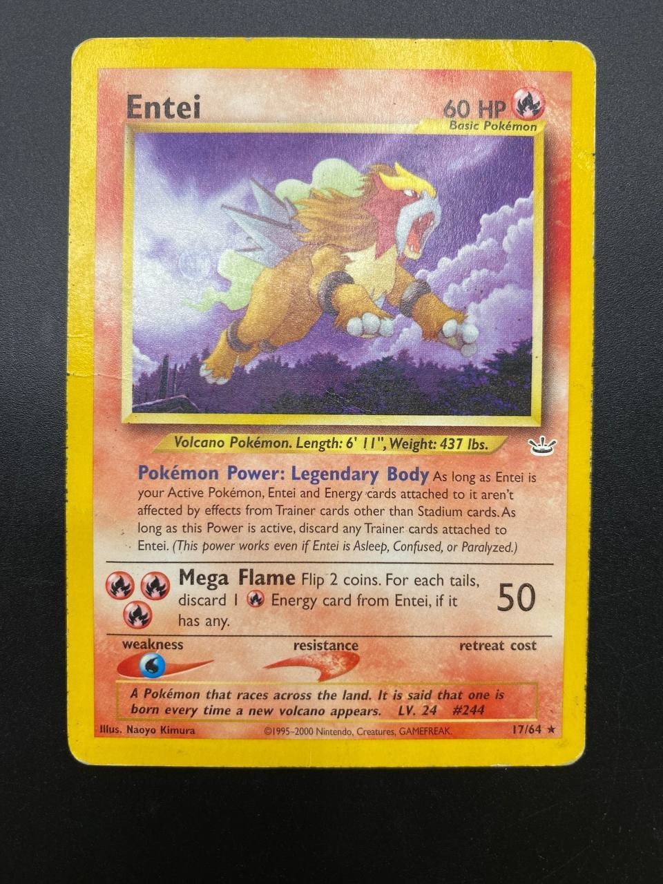Carta Pokemon Entei 17/64 set Neo Revelation Poor Inglese Vintage No holo