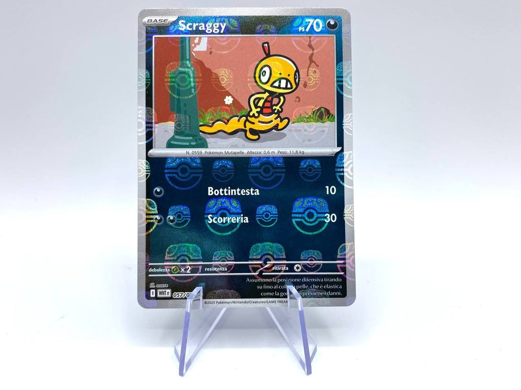 Pokemon Scraggy Master Ball 057/086 WHT set White Flare Reverse Holo Near Mint