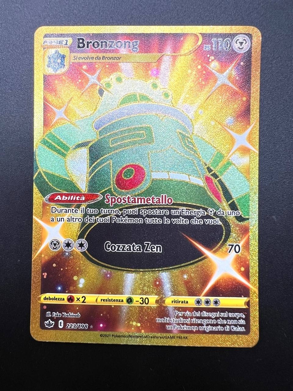 Carta pokemon Bronzong 223/198 set Regno glaciale holo Gold Excellent Italiano
