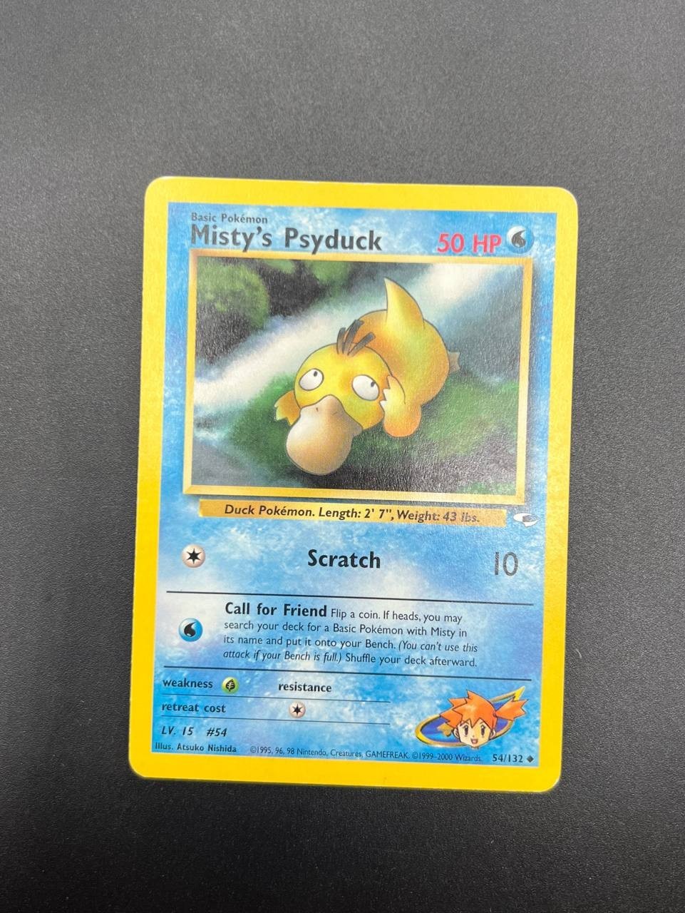 Carta Pokémon Misty's Psyduck 54/132 set Gym Heroes Vintage no holo Good
