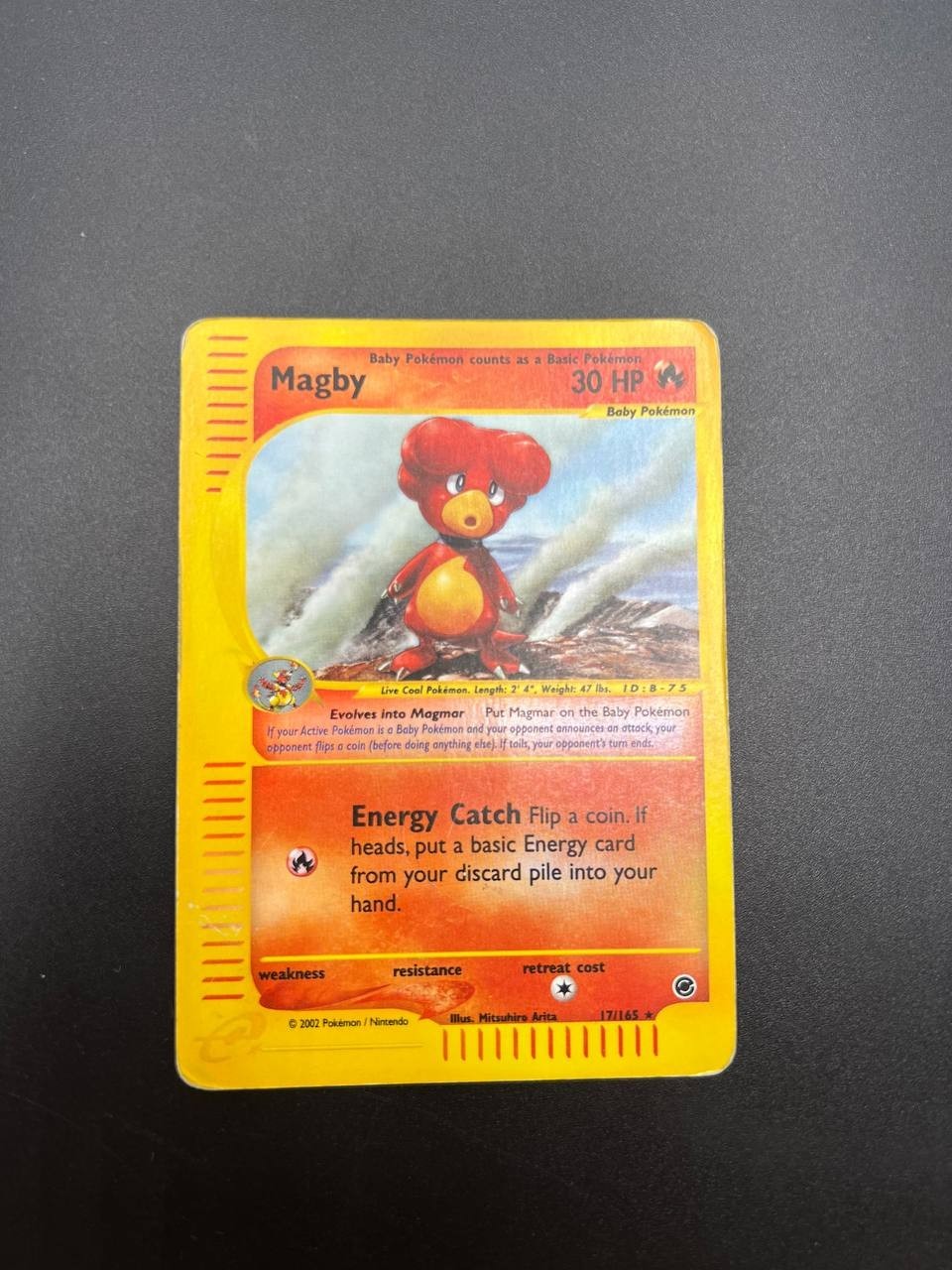 Carta pokemon Magby 17/165 Reverse Holo set Aquapolis Inglese Played Vintage