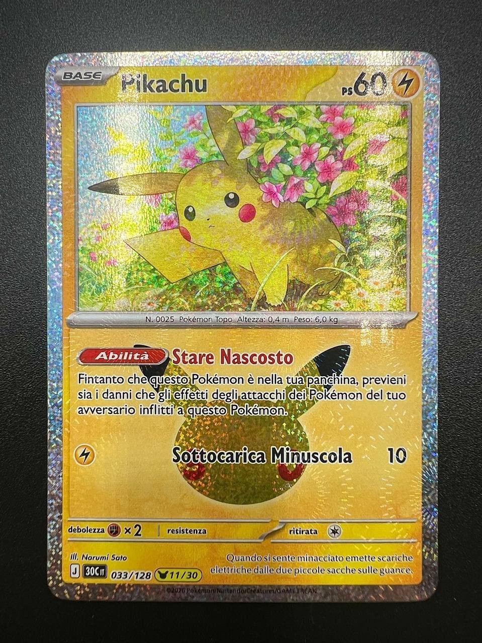 Pokemon Pikachu 30C 033/128 11/30 30° Anniversario Near Mint Italiano Holo