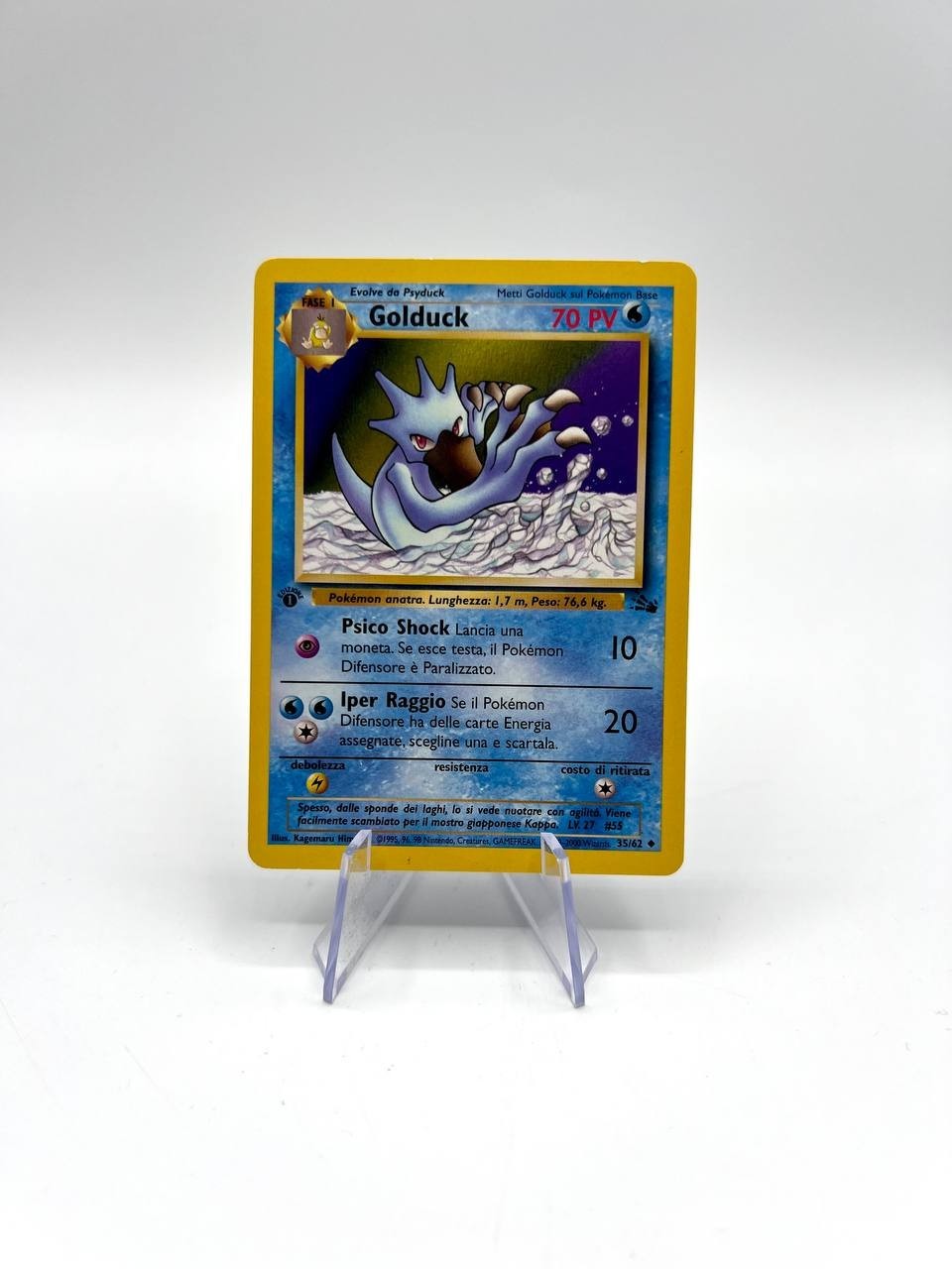 Carta Pokemon Golduck 35/62 set Fossil FO 1a Edizione Italiano Vintage Good