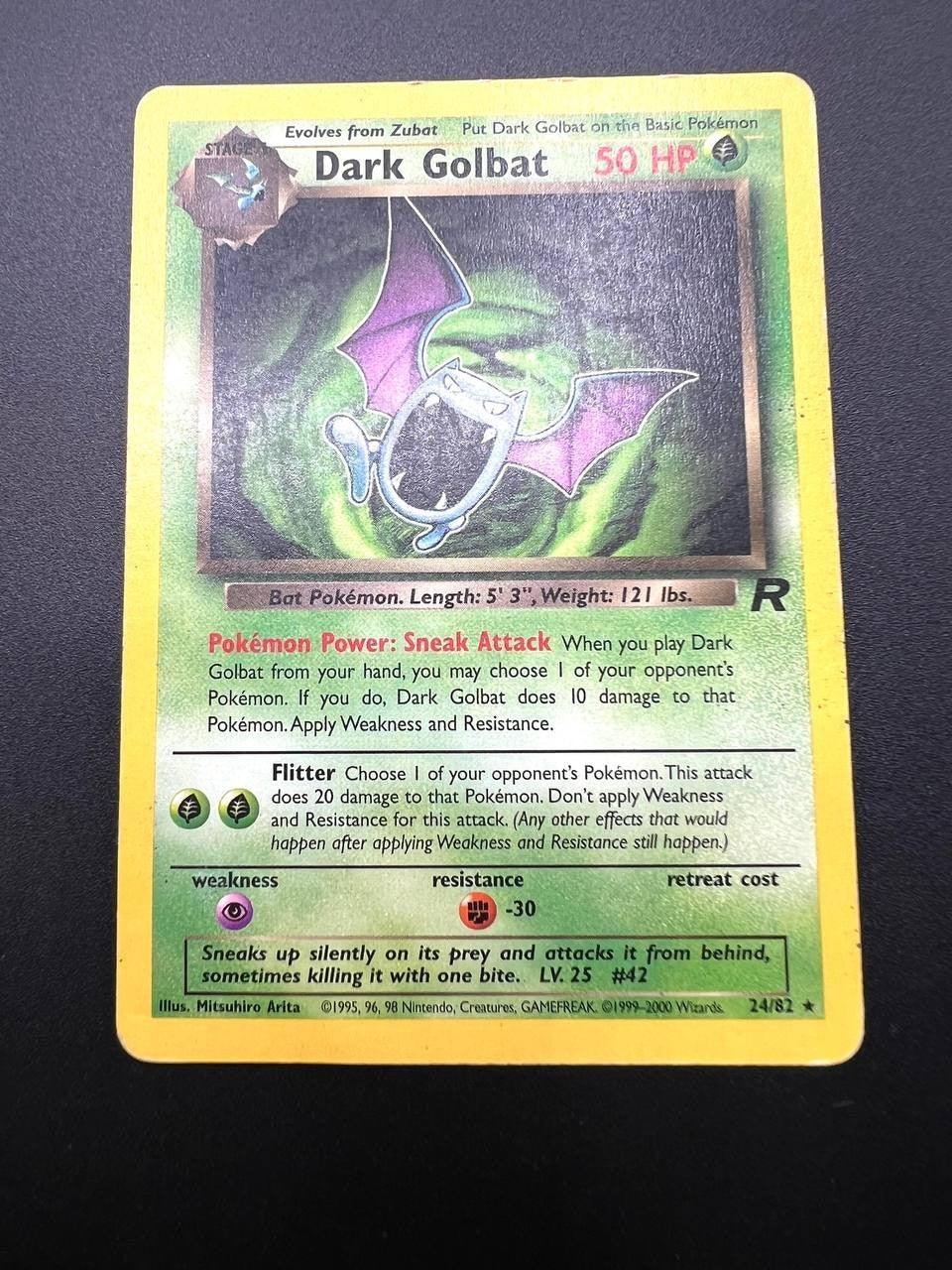 Carta Pokémon Dark Golbat 24/82 set Team Rocket Rara Played Inglese Vintage