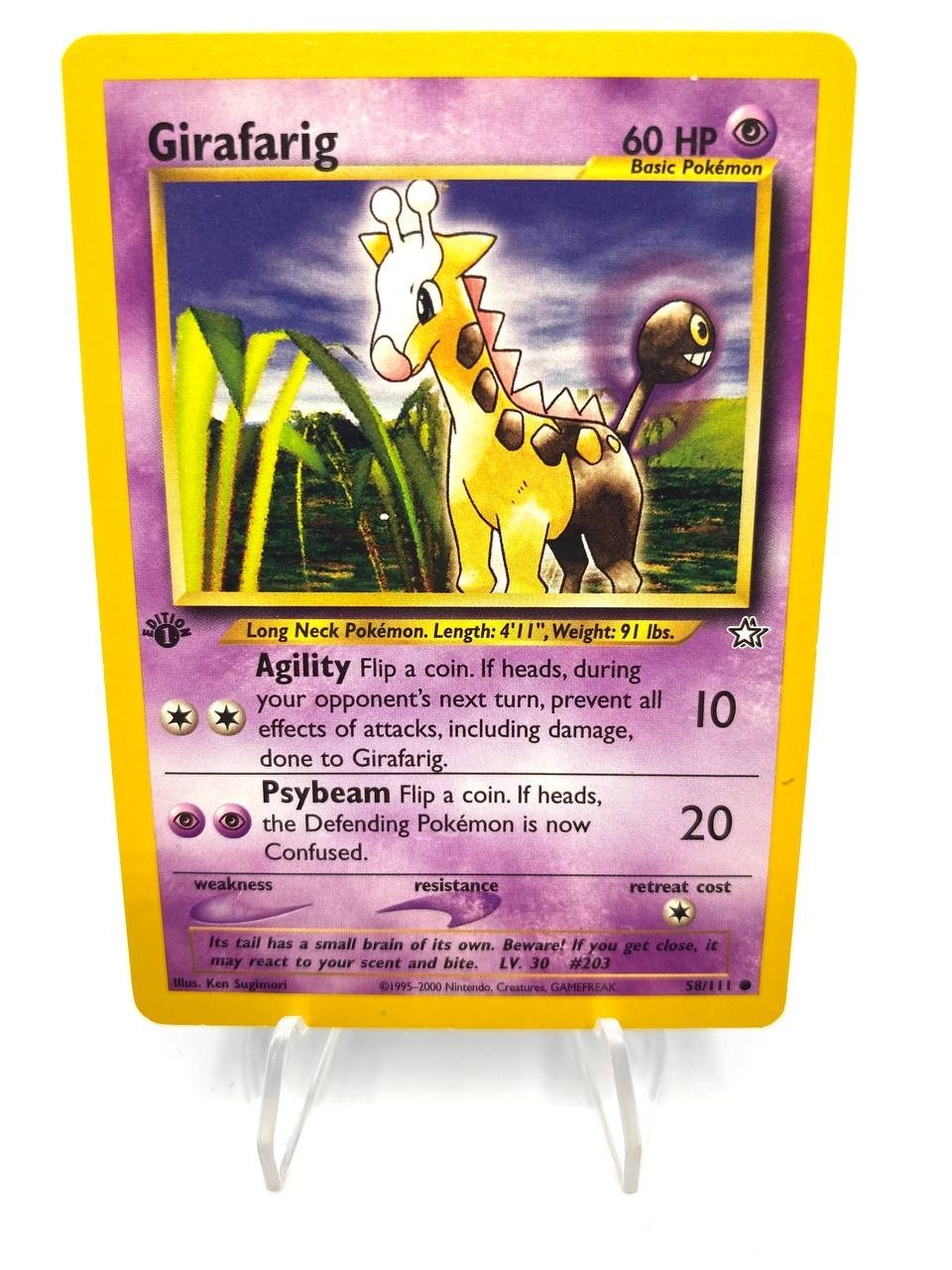 carta Pokemon set Neo Genesis 1a edizione Girafarig 58/111 Inglese Excellent