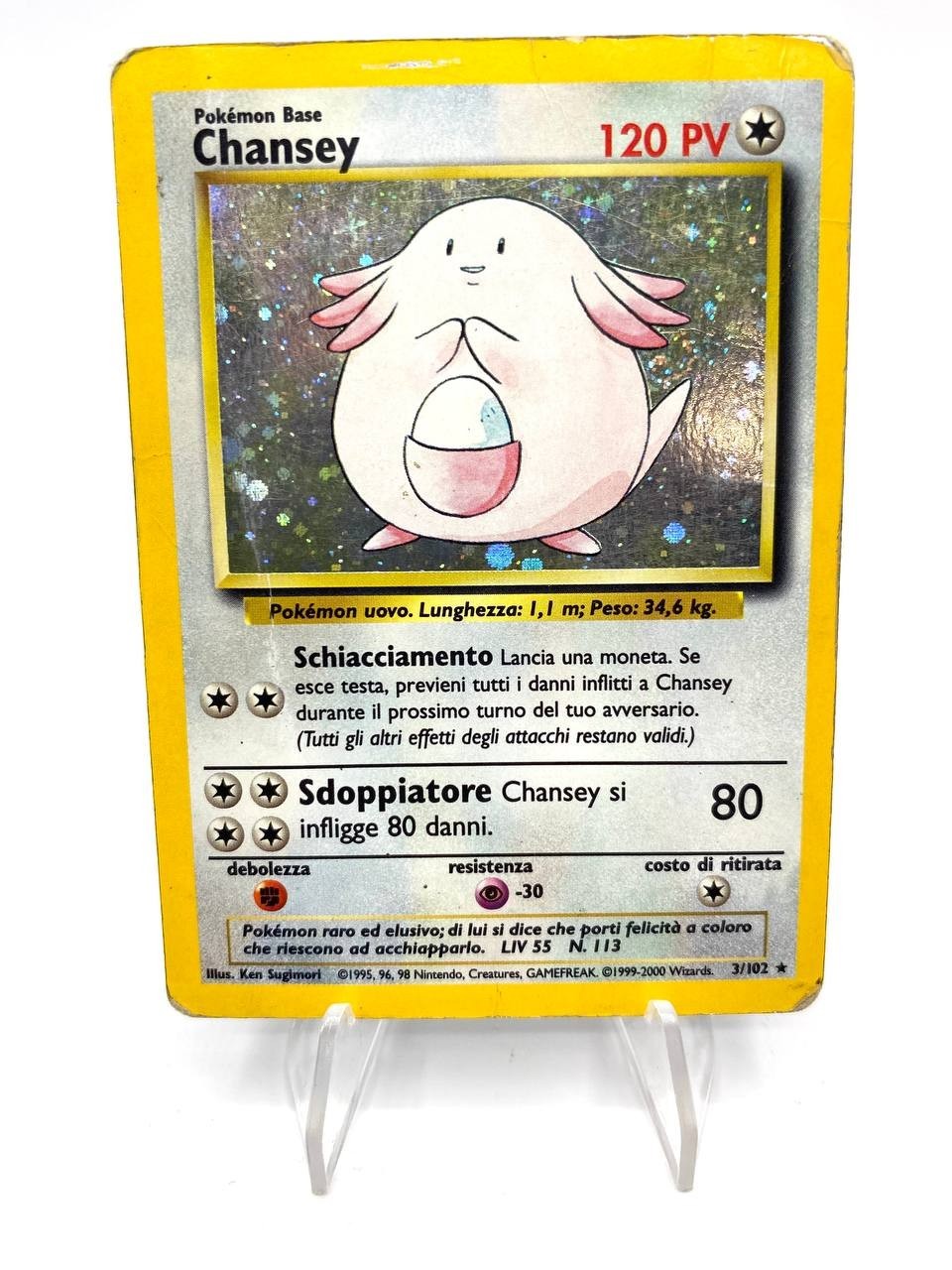 Carta Pokemon Chansey Holo Base Set BS 3/102 Italiano Poor Vintage