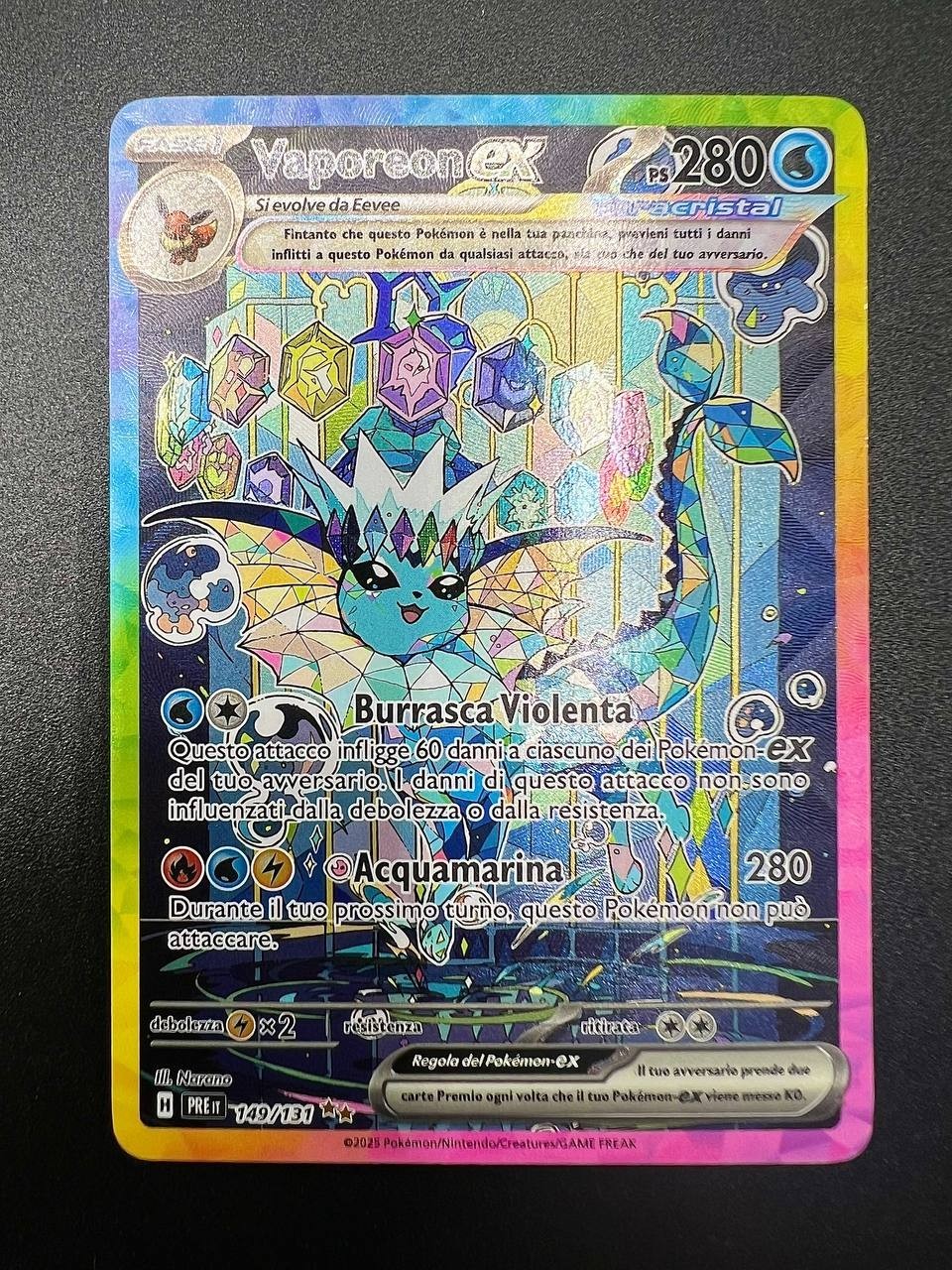 Carta pokemon Vaporeon ex 149/131 Evoluzioni prismatiche Holo Italiano Near mint