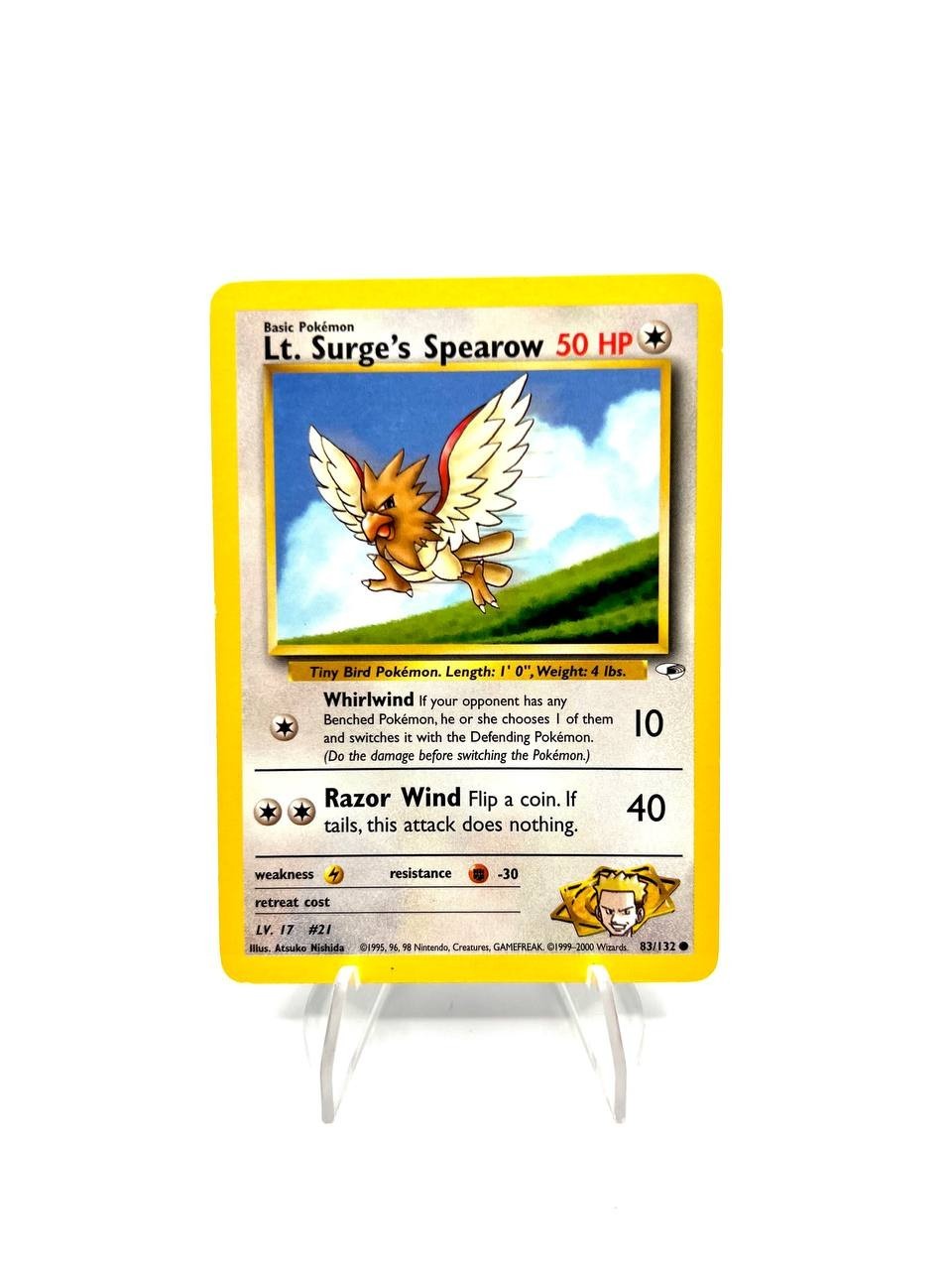 Carta pokemon Lt. Surge's Spearow 83/132 Gym Challenge Good Vintage Inglese