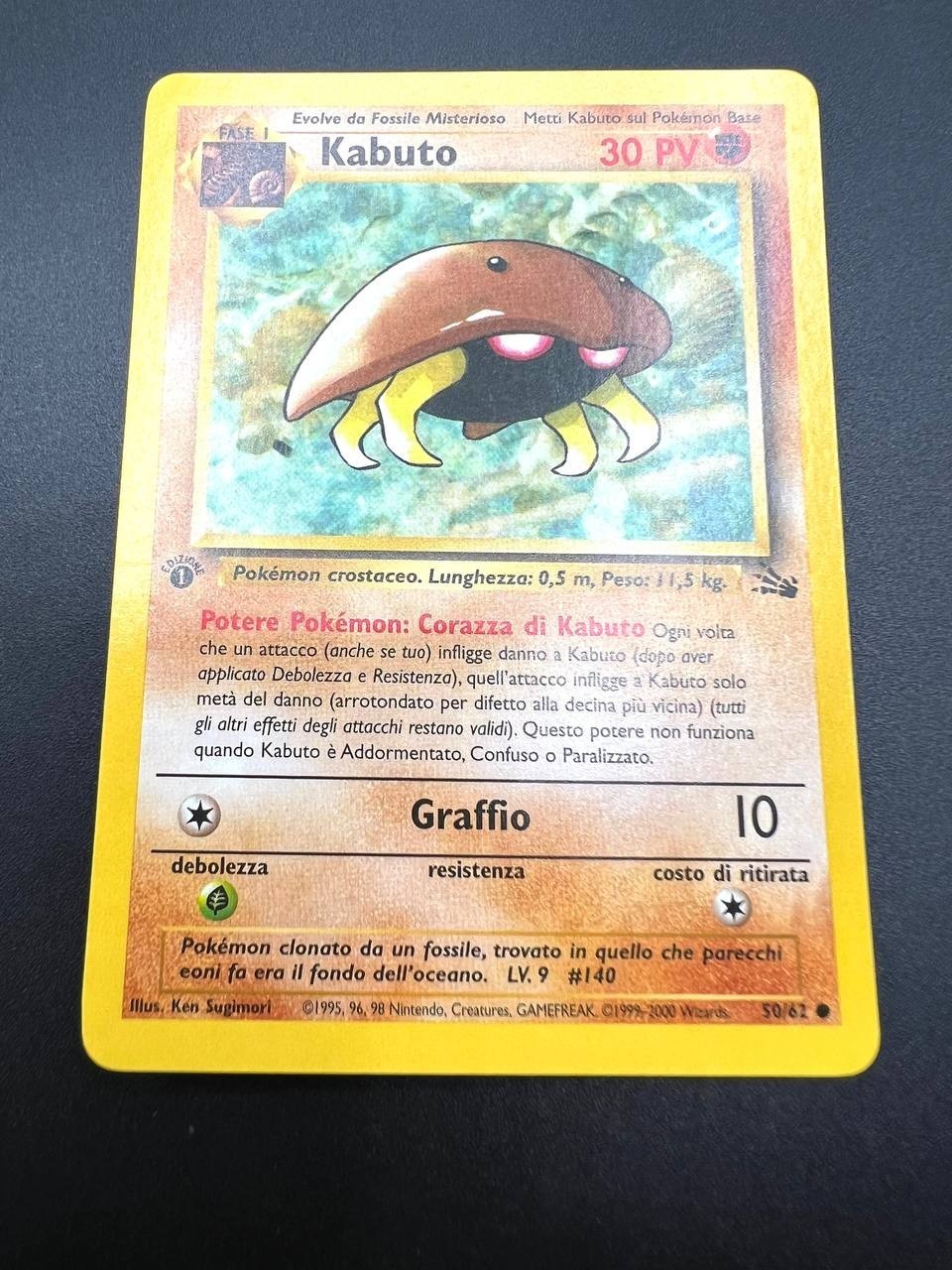 Carta Pokémon Kabuto Fossil FO 1a Edizione 50/62 Italiano Excellent No holo