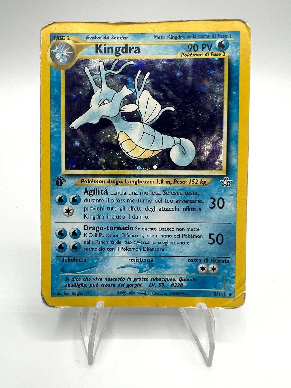 Carta Pokemon Kingdra 8/111 Holo ITA 1a Edizione set Neo Genesis Poor Vintage