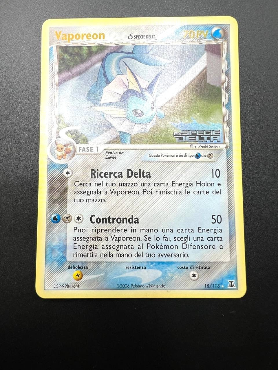 Carta Pokemon set EX DELTA SPECIES 18/113 Vaporeon Stamped Italiano Holo NM