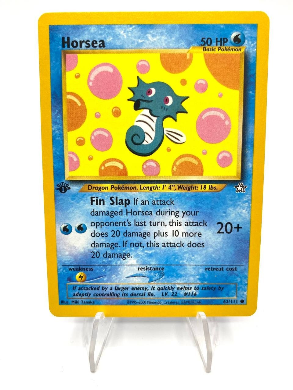 carta Pokémon Horsea 62/111 set Neo Genesis 1st Edition Excellent ENG Inglese