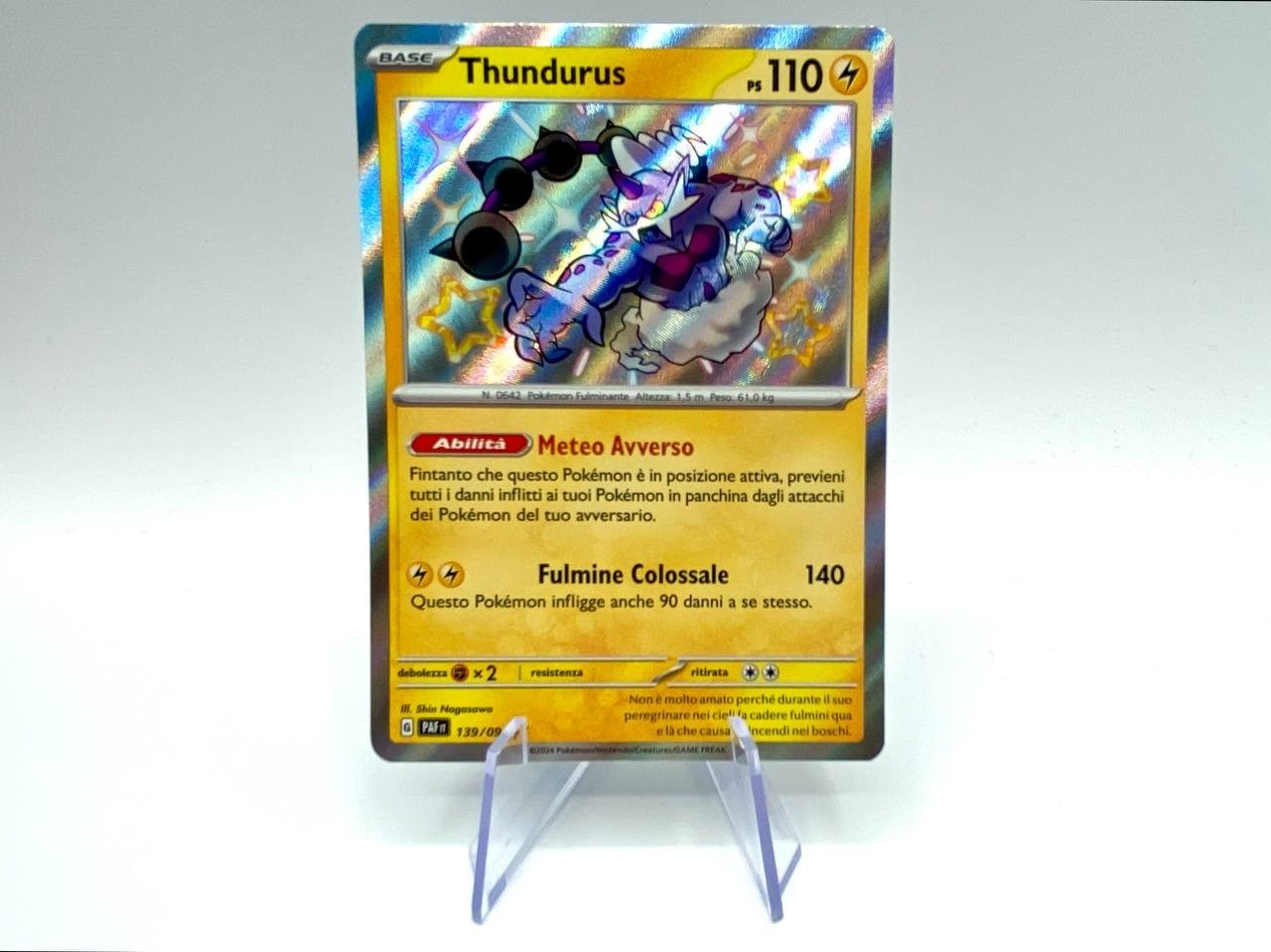Carta Pokemon Thundurus set desino a paldea PAF 139/091 Baby Shiny NM Italiano