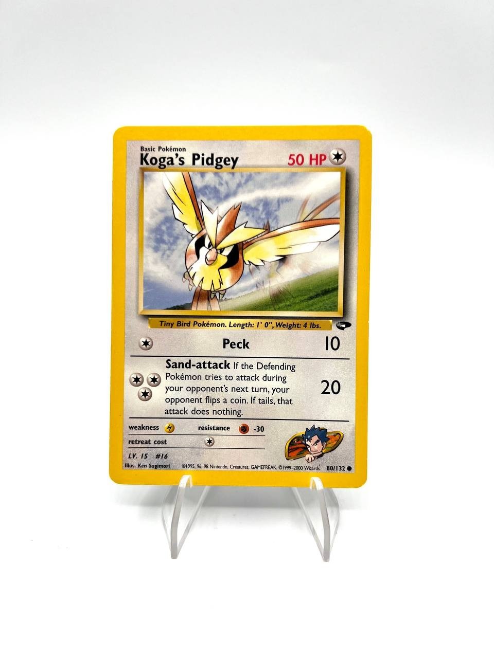 Carta pokemon Koga's Pidgey 80/132 set Gym Challenge Excellent Vintage Inglese