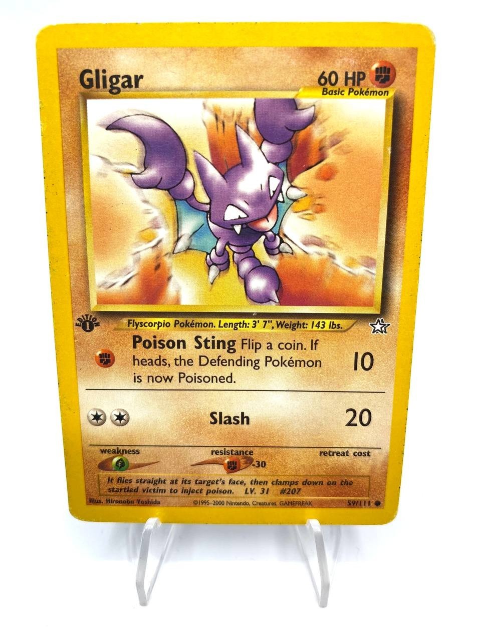Carta pokemon Gligar 59/111 set Neo Genesis Inglese Good 1a edizione Vintage
