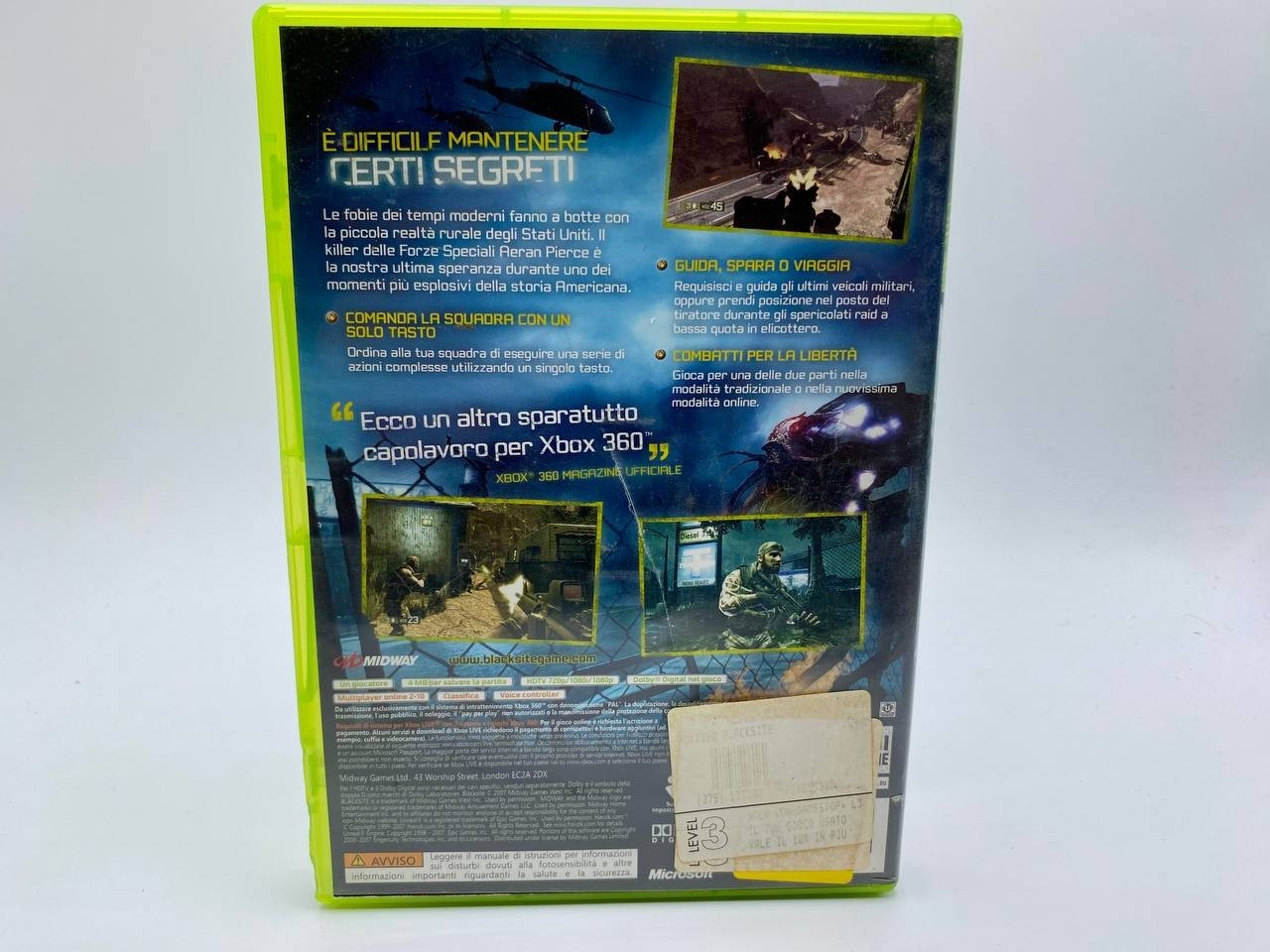 Videogioco Blacksite XBOX 360 italiano completo di manuale Funzionante Midway