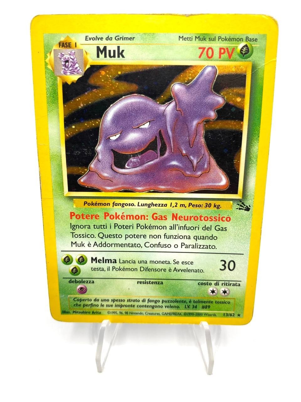 Carta Pokemon Muk 13/62 set Fossil Rara Holo Italiano Vintage Poor